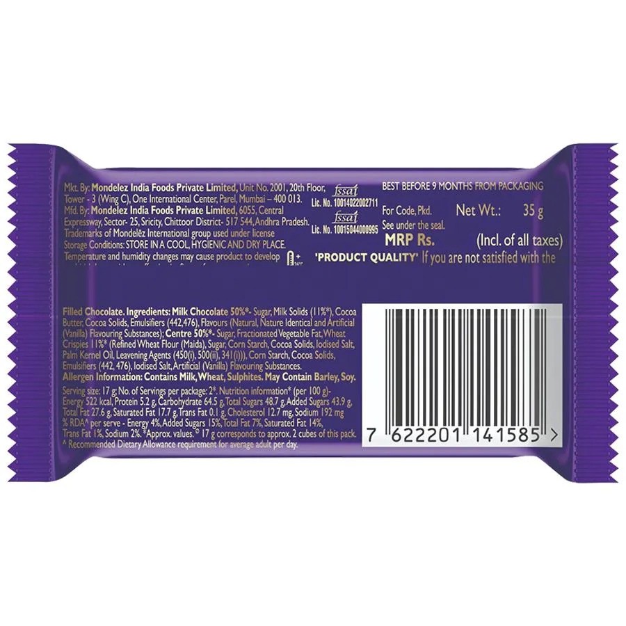 Cadbury Dairy Milk Chocolate Bar Crispello, 35 g-649