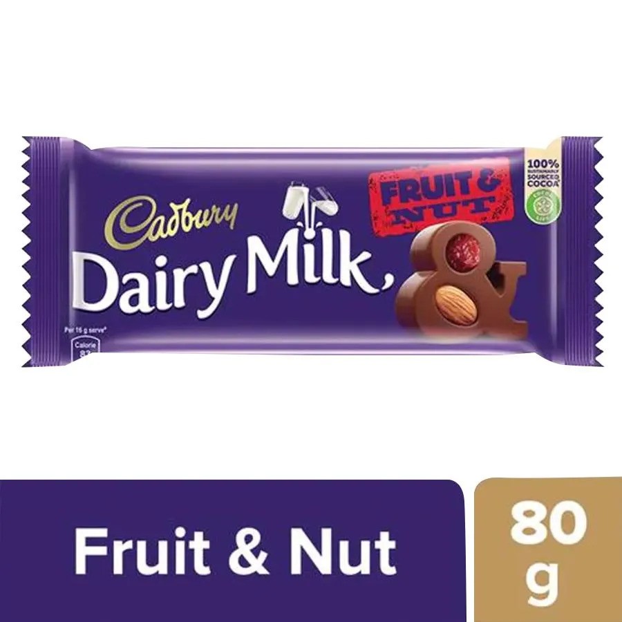 Cadbury Dairy Milk Fruit & Nut Chocolate Bar, 80 g-648